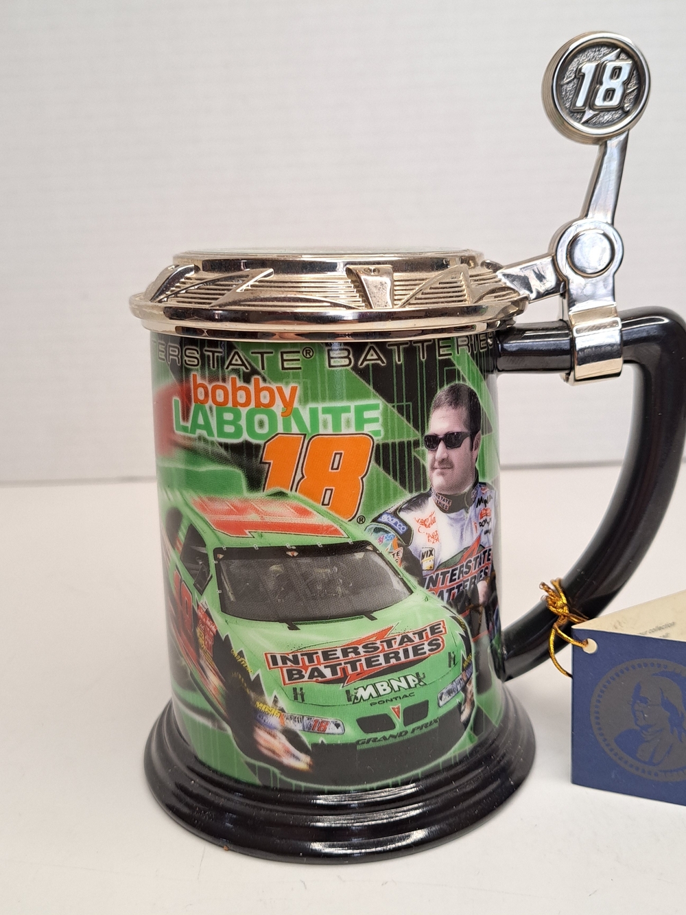 Bobby Labonte #18 Interstate Batteries - NASCAR Lidded Stein Franklin Mint 2002